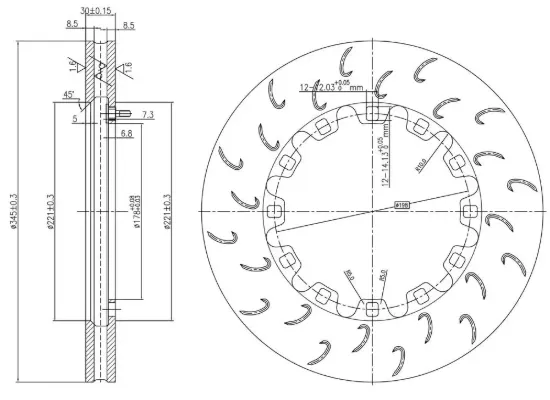 Picture of Fully floating disk rotors 345 x 30mm